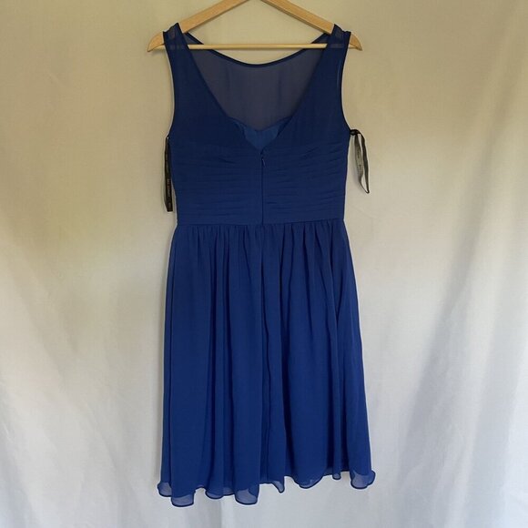 Bill Levkoff size 10 Elegant Blue Sleeveless Chiffon Dress With Ruched Bodice - Picture 7 of 10